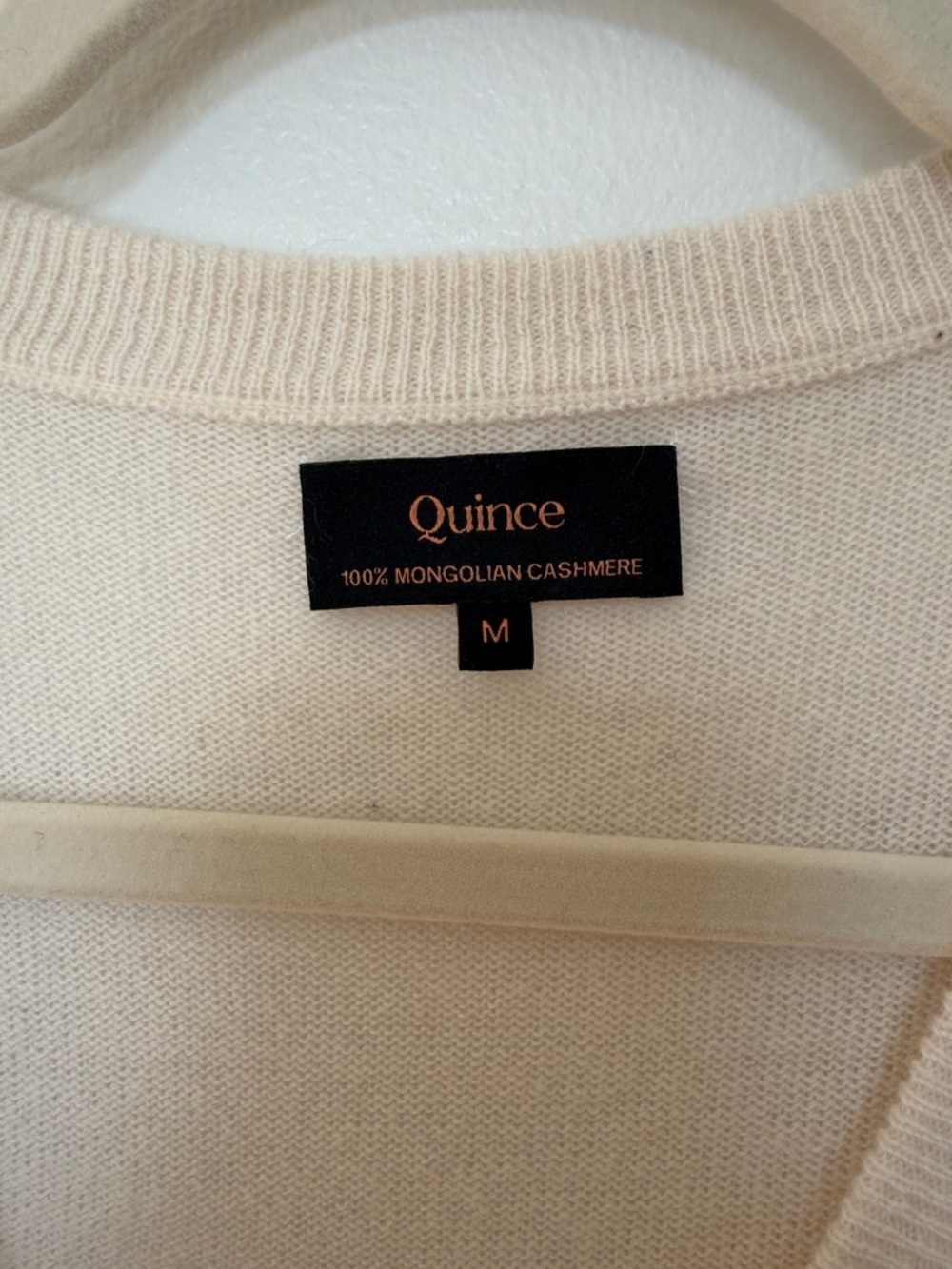 Quince Mongolian Cashmere Short Sleeve Cardigan Ivory M - Picture 2 of 5